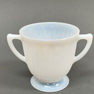 Macbeth Evans Petalware Monax White‎ Footed Open Sugar Bowl Depression Glass